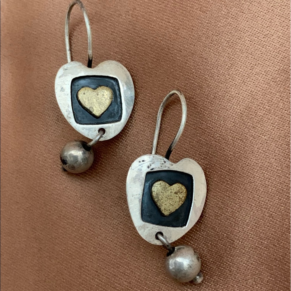 sterling SilverTwo toned heart earring